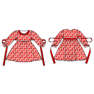 ชุดเดรสเด็กผู้หญิงทรงเอไลน์ แขนยาว รุ่น Cd-1-1 Autumn Girls Twirl Dress ผ้าฝ้าย 95% พิมพ์ลายตามสั่ง ODM สไตล์อังกฤษ ขายส่งจากโรงงาน รับผลิตตามแบบ - Product Image 5
