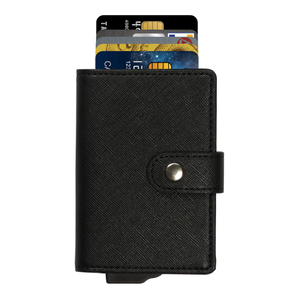 Slim PU <b>Card</b> <b>Holder</b> <b>Wallet</b> Unisex Minimalist Fold Closure Black Visa <b>Card</b> Slot Design - Product Image 3