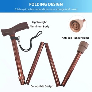 Bâton de marche pliable Wishmed 83-93 cm en alliage d'aluminium, canne télescopique réglable pour la randonnée et les voyages - Product Image 4