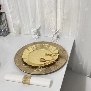 Plateau et plateau à fruits dorés brillants haut de gamme pour banquet de mariage, design rétro <span class=keywords><strong>tendance</strong></span> <span class=keywords><strong>2023</strong></span>, luxe léger, rond, isolation thermique - Product Image 2
