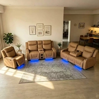 Canapé inclinable électrique 3 places Frank Luxury Power avec porte-gobelets et table rabattable pour home cinéma et salon