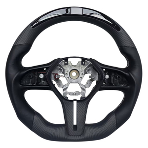 Volante Deportivo Popular de Fibra de Carbono Mate con Cuero Liso y LED para Infiniti Q50 - Product Image 1