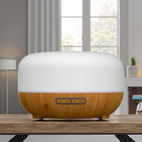 Diffuseur d'huiles essentielles ultrasonique électrique grande capacité 500 ml, humidificateur d'arômes à brume froide avec LED 7 couleurs et finition bois pour maison et hôtel