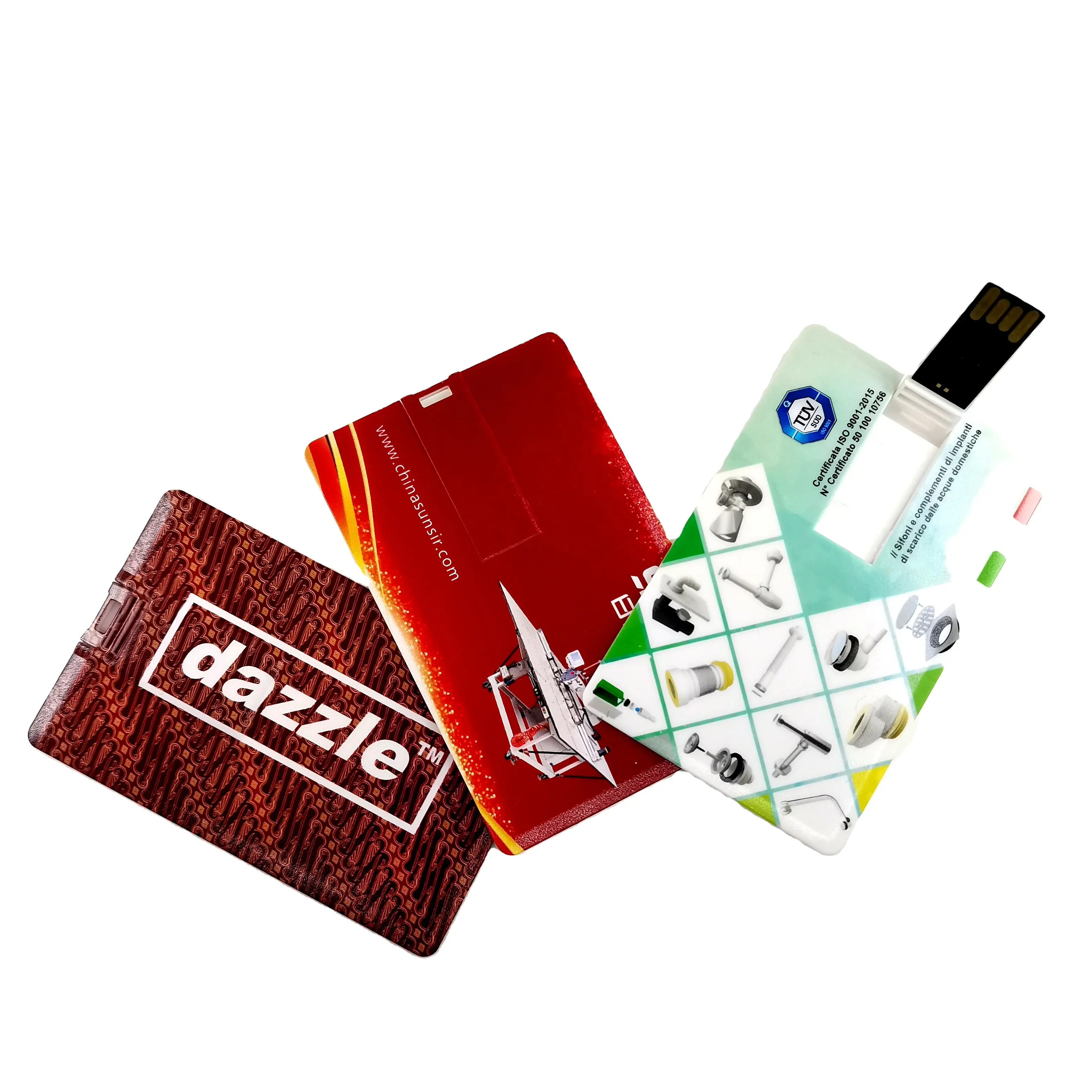 Business Card USB 2.0 Full Color Printing Popular Gift Advertising 16GB Plastic Pendrive 64GB Credit Card USB Flash Drive