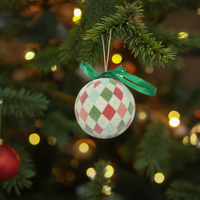 Ornements suspendus en plastique personnalisés, nouveau design, boule enveloppée de papier, décorations pour arbre de Noël