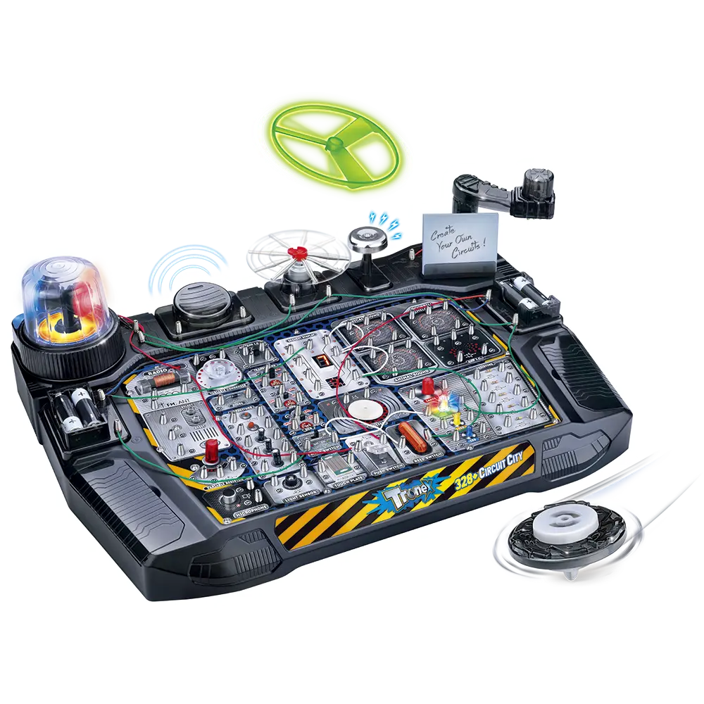 Circuito de juguete de STEM para Ciencia, conjunto de experimentos educativos eléctricos, AM/FM, detector de sonido, luz con control táctil, imán LED