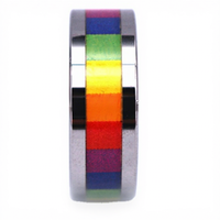 8MM Wolfram Regenbogen Schwulen- und Lesben-Ehering Verlobungsring Unisex Gay Pride Herrenring von Drittanbieter Zertifiziert THX Schmuck