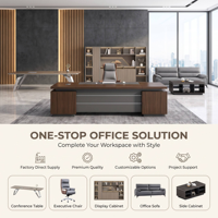 Bureau de direction moderne de luxe convertible et extensible en forme de L avec tiroirs – Mobilier de bureau