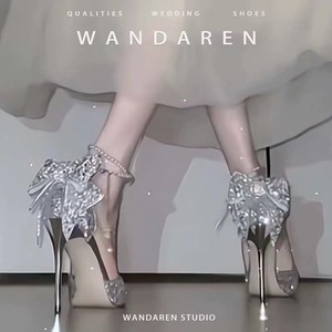 Hot Selling Rhinestone Thin Heel Sandals Women Luxury High-heeled Summer Pumps Gold Women's <b>Shoes</b> for Girl - Product Image 3