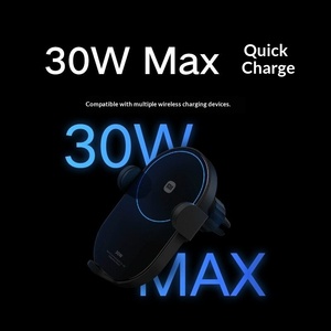 Support de téléphone de <span class=keywords><strong>voiture</strong></span> à charge rapide sans fil 30W, <span class=keywords><strong>chargeur</strong></span> à <span class=keywords><strong>induction</strong></span> rétractable haute vitesse - Product Image 2