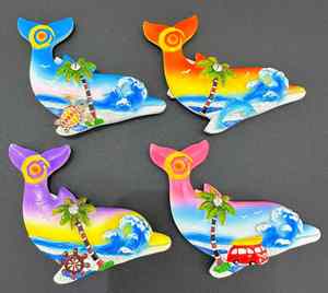Pegatina de Resina Pintada a Mano con Diseño de Delfín de la Serie Ocean, para Refrigerador - Product Image 4