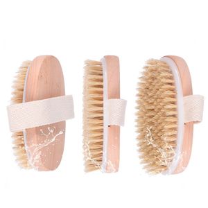 Holz-Badebürste mit Eigenem Logo für Trockene Haut Natürliche Bambus-Sisal-Borsten Körperbürste - Product Image 2