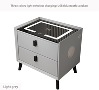 Hanyee 2024 Table de chevet multifonctionnelle simple et intelligente moderne avec charge sans fil Lampe colorée Son de verrouillage d'empreintes digitales
