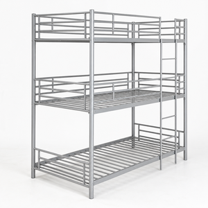 3 Tier Metal <strong>Bunk</strong> <strong>Bed</strong> 200x90cm <strong>Triple</strong> Sleeper Steel Frame <strong>with</strong> Ladder for Dormitory Hostel Staff Housing - Product Image 1