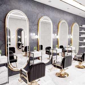 Grand miroir de coiffeur moderne à simple face avec éclairage LED, armoire miroir simple pour salon de coiffure - Product Image 1