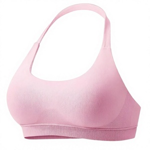 Soutien-gorge de sport rose sans coutures rembourré pour femme, maintien moyen, idéal pour le yoga et la gym - Product Image 4
