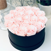 Luxe Personnalisé Rond Noir Rose Cadeau Emballage Cylindre 2 Pièces En Carton Chapeau Fleur Boîte Avec Logo