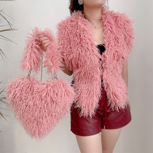 Femmes hiver automne sans manches gilet grand dos nu suspendu cou nouvel an 2000 (Y2K) Style Sexy mongol fausse <span class=keywords><strong>fourrure</strong></span> de mouton court - Product Image 6