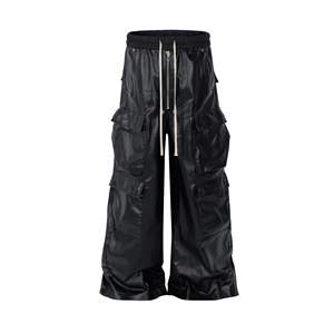 American Street Urban RICK Wind Wide Leg <span class=keywords><strong>pantaloni</strong></span> Cargo da uomo in finta <span class=keywords><strong>pelle</strong></span> <span class=keywords><strong>pantaloni</strong></span> a zampa stile tridimensionale Custom - Product Image 6