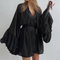Enyami-Ensemble Cardigan Décontracté pour Femme, à Manches Bouffantes, Élégant, Mini Robe Jupe pour Fille, 2 Pièces