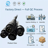 موصل كابل M12 مقاوم للماء IP67، دائري، أنثى وذكر، من 2 إلى 5 أطراف، معزول بالـ PVC لتطبيقات الدراجات النارية
