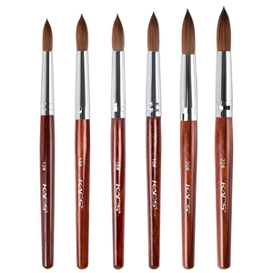 Pinceau à ongles en acrylique 100% pur Kolinsky, manche en bois cranté, pour extension de poudre, pinceau de manucure pour salon de beauté - Product Image 1
