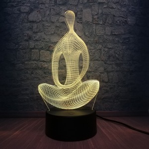 3D Illusion Yoga Meditation Night Light 7 Color Change LED Desk Table <strong>Lamp</strong> - Product Image 2