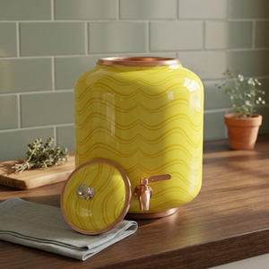 Handcrafted Pure <b>Copper</b> Water Dispenser with Leak-Proof Brass Tap 11L Enameled Decorative Matka for Home & Office - Product Image 2