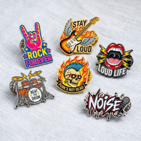 Épingles en émail vintage classiques décoratives, style culture de la guitare, pour groupes de rock, avec motifs de métal dur et doux, badges et pins