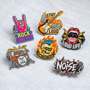Pin de esmalte vintage clásico de metal duro y blando con insignia de banda de <span class=keywords><strong>rock</strong></span>, estilo de cultura de la guitarra decorativa - Product Image 1