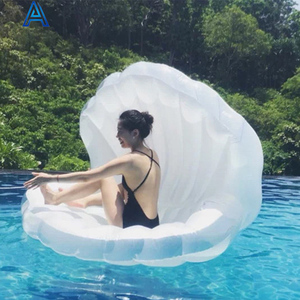 Colchoneta inflable de PVC con forma de concha de perla, para piscina, verano, flotador, asiento, juguete. - Product Image 4