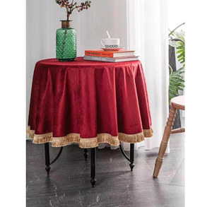 Nappe en velours pour mariage, <span class=keywords><strong>fête</strong></span>, banquet, élégante, lavable, résistante aux taches, rectangulaire, ronde, en tissu polyester - Product Image 5