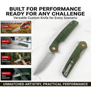 Coltello Tascabile Pieghevole OEM con Lama <span class=keywords><strong>in</strong></span> Acciaio Inox 5cr e Manico <span class=keywords><strong>in</strong></span> Lino, Strumento per Campeggio e Escursionismo, EDC con Clip - Product Image 6