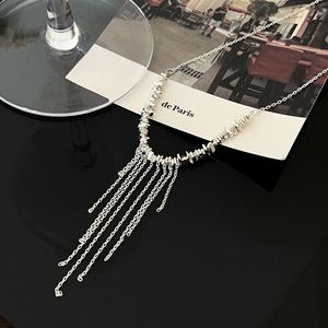 S925 Pure <b>Silver</b> Tassel Necklace Elegant Minimalist Design Everyday Wear Fine <b>Choker</b> Jewelry - Product Image 4