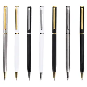 Nuovo vendita calda penne in metallo bianco sottile torsione penna a sfera per Hotel regalo di nozze penna Logo personalizzato accettato Stylo