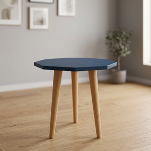 Table basse moderne en bois massif avec plateau octogonal pour salon, chambre, hôtel et salle à manger - Product Image 4