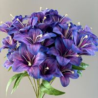Fleurs artificielles faites à la main en gros, lys à 3 têtes, légères, réalistes, 3D, pour la maison, les mariages, la Saint-Valentin, Noël