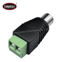 Connecteur d'alimentation RCA femelle à bornes à vis 12V 5A en laiton nickelé, adaptateur de prise de câble noir, vente en gros, nouveau