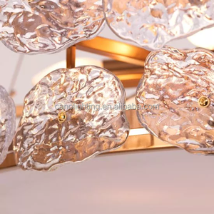 اثنين من الطبقات نمط بسيط قذيفة جولة الثريا أدى حلقة دائرية الحديثة بلوري الزجاج قلادة ضوء للمنزل فيلا بار - Product Image 3