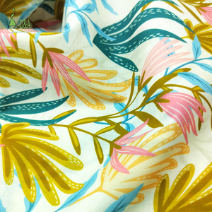 Tela de Algodón 100% Orgánica y Ecológica, Ligera, con Estampado de Hojas Tropicales, para Camisas de Verano para Niños y Niñas, MOQ Bajo - Product Image 5