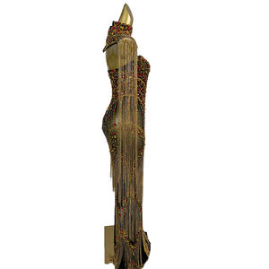 Vestido Largo de Fiesta con Flecos y Pedrería para Mujer, Vestido Formal para Eventos, Banquetes, Club Nocturno, Disfraz de Cantante - Product Image 3