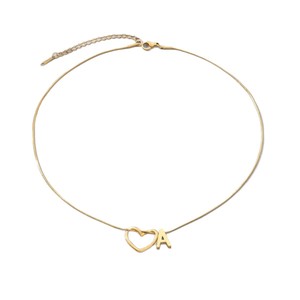 Collier minimaliste XL264 avec cœur et initiale, plaqué or 18 carats, acier inoxydable, bijoux personnalisés, cadeau de la Saint-Valentin - Product Image 3