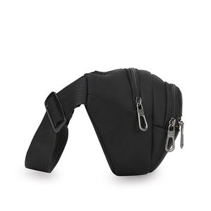 Sac banane homme style sport tendance en tissu Oxford noir imperméable avec plusieurs poches et fermeture éclair - Product Image 4