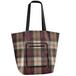 Plaid Tote <b>Bag</b> Shoulder Shopper <b>Bag</b> with Zipper Pocket Reusable Carryall for Grocery Travel Daily Use - Product Image 1
