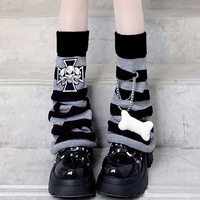 Chaussettes-chaussettes amples mi-mollet pour femme, tricotées rayées en polyester, pour l'automne, accessoire de mode, chaussettes chaudes et décontractées