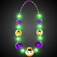 Novedades al por mayor LED iluminan 44 "Jumbo Mardi Gras Outfit collar de cuentas con 3 modos de luz dinámicos para diversión festiva
