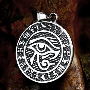 Colgante de ojo de <span class=keywords><strong>Horus</strong></span> egipcio de acero inoxidable 316L para hombre, <span class=keywords><strong>amuleto</strong></span> egipcio, colgante redondo para hombre, joyería clásica, novedad de moda de 2017 - Product Image 2