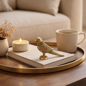 Figurine d'oiseau faisan en laiton artisanal avec détails de plumes complexes, statue décorative en métal, objet de luxe pour table, maison ou bureau - Product Image 3
