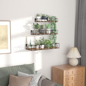 <strong>Floating</strong> <strong>Shelf</strong> Brown Black, 3-piece Small Decorative Wall <strong>Shelf</strong> for Book Plant <strong>Storage</strong>, Collectibles Lying Display <strong>Shelf</strong> - Product Image 4
