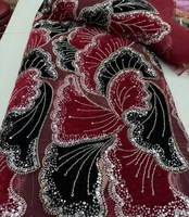 Dentelle française multicolore 2026 avec tissus en dentelle perlée et velours, bonne qualité, cinq yards de dentelle